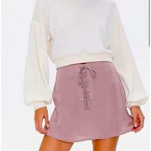 Satin Mini Skirt Lace Up
